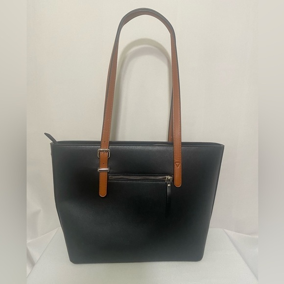 Westbronco NWOT black/brown vegan leather multi pocket tote work bag - Picture 11 of 13